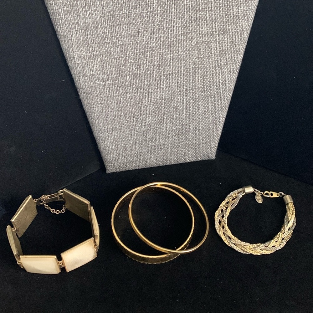 Four GoldTone Vintage to Modern Bracelets Gold/SilverTone Bracelet has crown tag